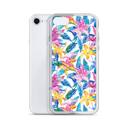 iPhone Case Colorful Floral Watercolor Blue Yellow Pink