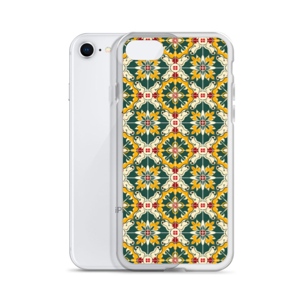 iPhone Case Green Colorful Traditional Maltese Cement Tile Pattern