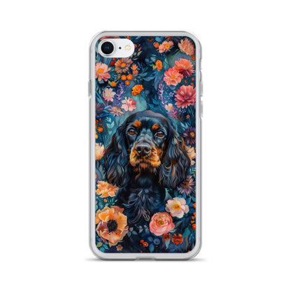 iPhone Case Watercolor Cocker Spaniel with Colorful Flowers