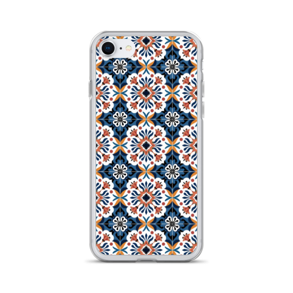 iPhone Case Classic Encaustic Tile Orange & Blue
