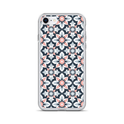 iPhone Case Geometric Flowers Pastel Pink and Blue