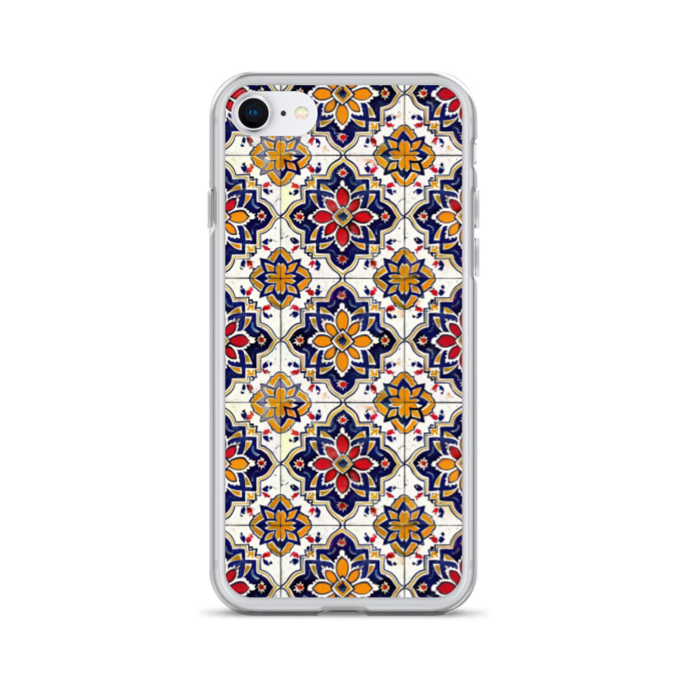 iPhone Case Colorful Andalusian Ceramic Tile Blue Orange Red