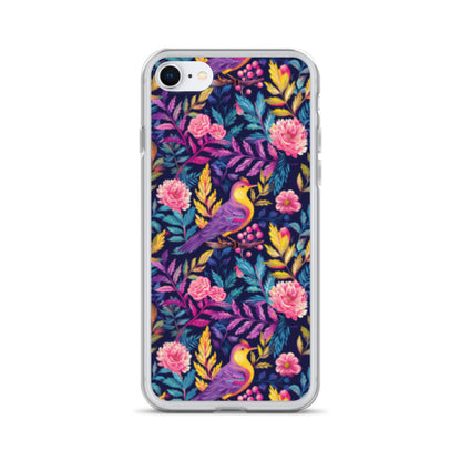 iPhone Case Colorful Flowers Plants and Birds