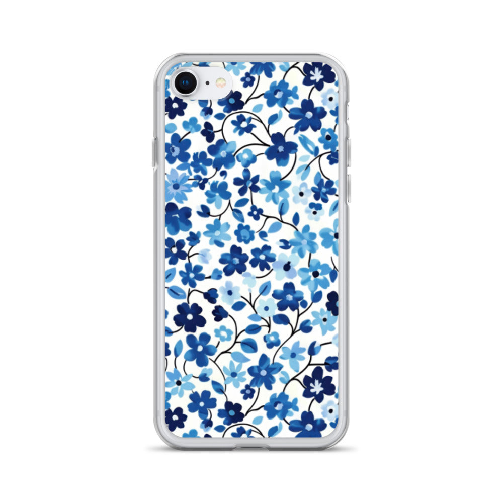 iPhone Case Blue Watercolor Flowers