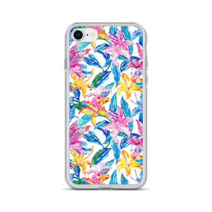 iPhone Case Colorful Floral Watercolor Blue Yellow Pink