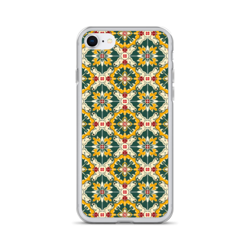 iPhone Case Green Colorful Traditional Maltese Cement Tile Pattern