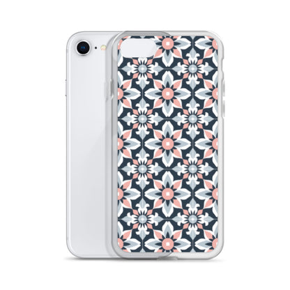 iPhone Case Geometric Flowers Pastel Pink and Blue