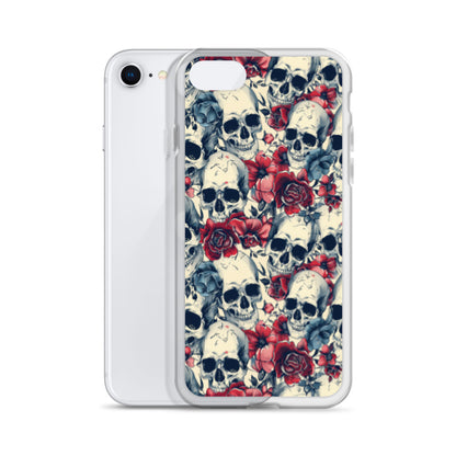 iPhone Case Skulls and Red Roses
