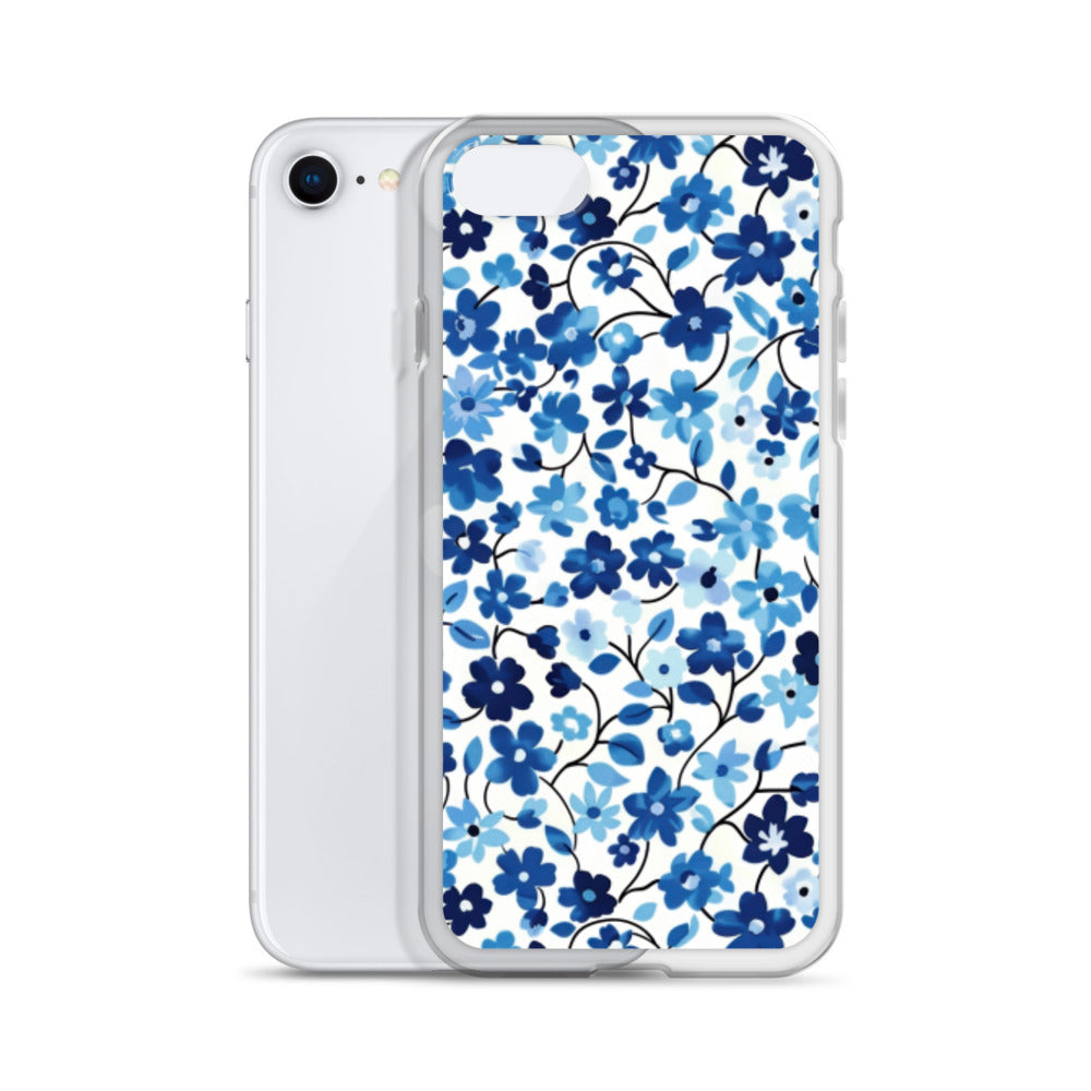 iPhone Case Blue Watercolor Flowers