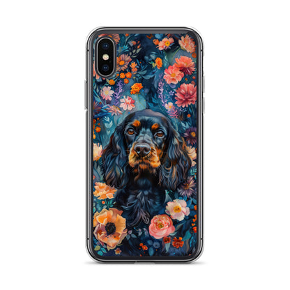 iPhone Case Watercolor Cocker Spaniel with Colorful Flowers