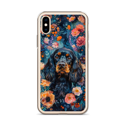 iPhone Case Watercolor Cocker Spaniel with Colorful Flowers