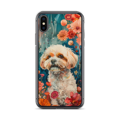 iPhone Case Watercolor Shih Tzu with Colorful Flowers