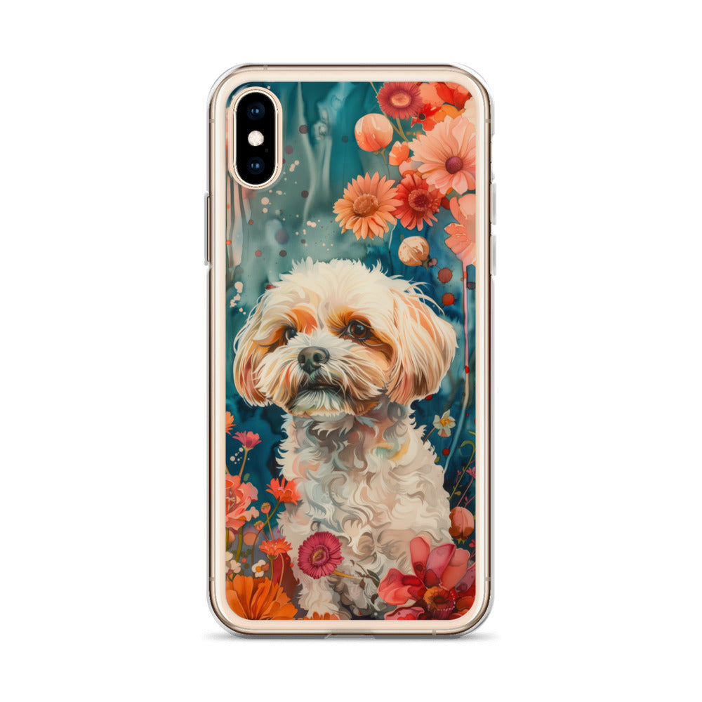 iPhone Case Watercolor Shih Tzu with Colorful Flowers