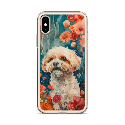 iPhone Case Watercolor Shih Tzu with Colorful Flowers