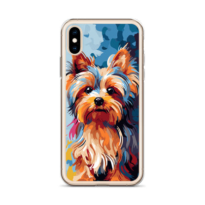 iPhone Case Painted Yorkshire Terrier Blue