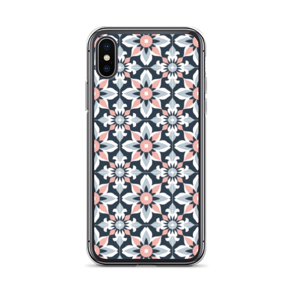 iPhone Case Geometric Flowers Pastel Pink and Blue
