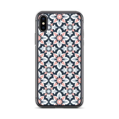 iPhone Case Geometric Flowers Pastel Pink and Blue