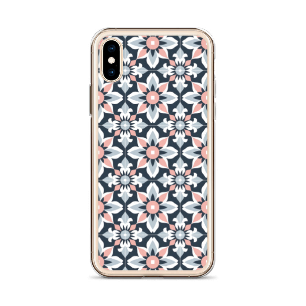 iPhone Case Geometric Flowers Pastel Pink and Blue