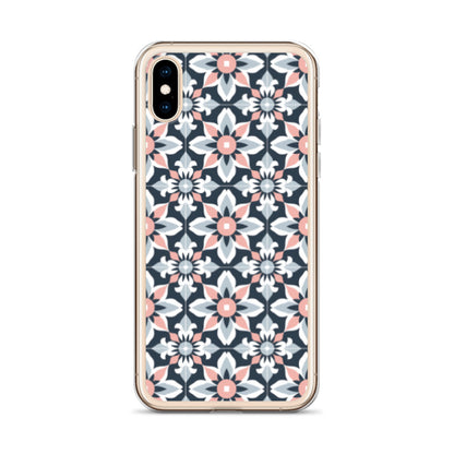 iPhone Case Geometric Flowers Pastel Pink and Blue