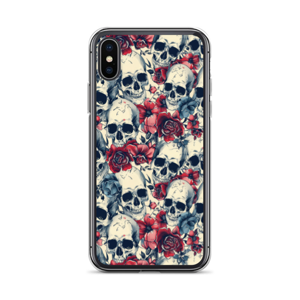 iPhone Case Skulls and Red Roses