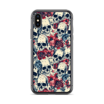 iPhone Case Skulls and Red Roses