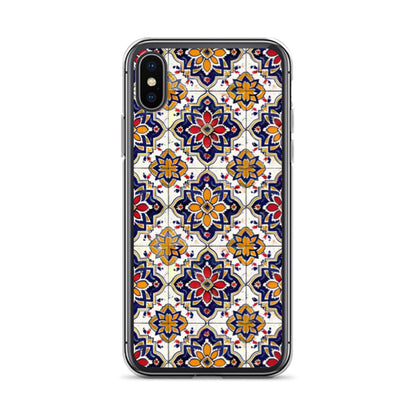 iPhone Case Colorful Andalusian Ceramic Tile Blue Orange Red