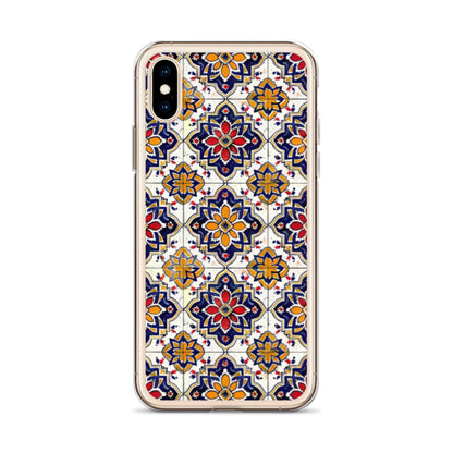 iPhone Case Colorful Andalusian Ceramic Tile Blue Orange Red