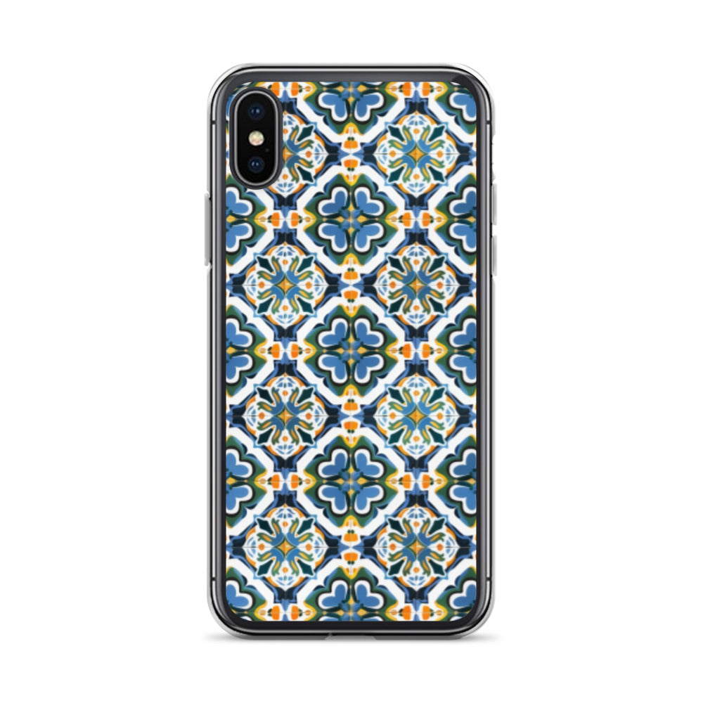 iPhone Case Colorful Andalusian Ceramic Tile Green Blue Orange