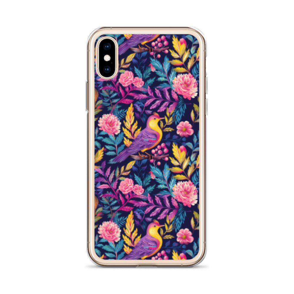 iPhone Case Colorful Flowers Plants and Birds