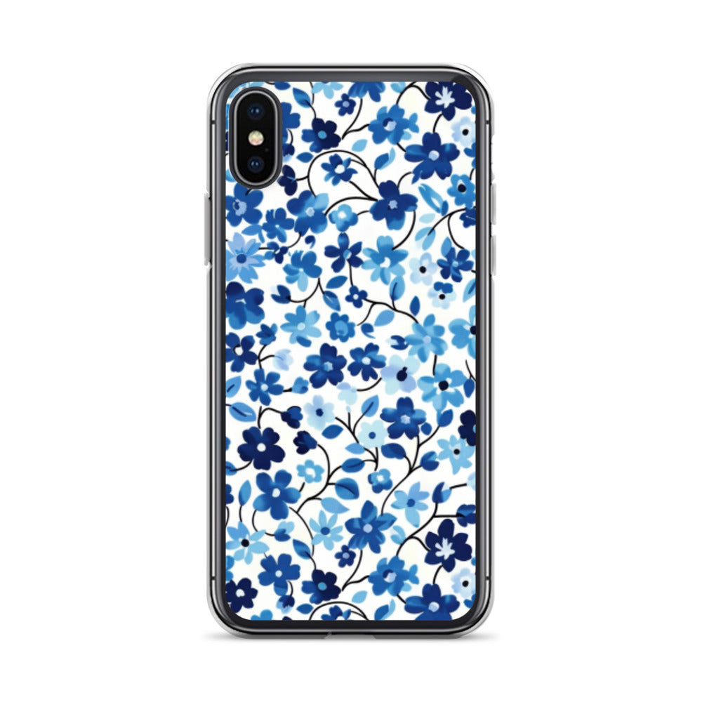 iPhone Case Blue Watercolor Flowers