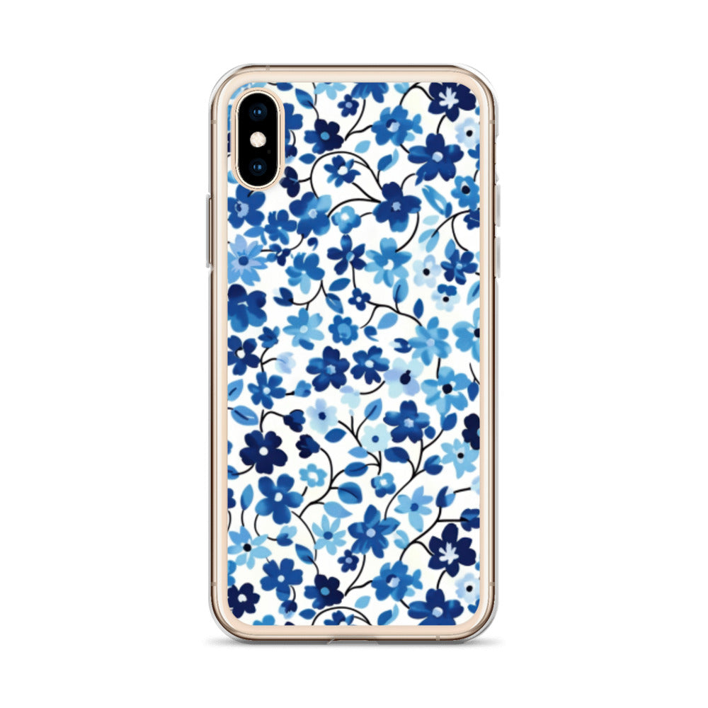 iPhone Case Blue Watercolor Flowers
