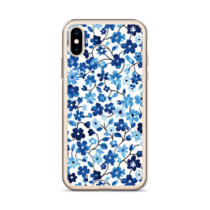 iPhone Case Blue Watercolor Flowers