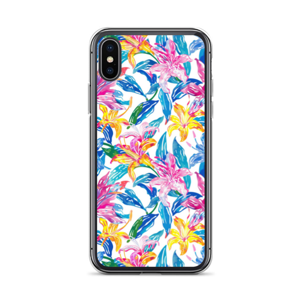 iPhone Case Colorful Floral Watercolor Blue Yellow Pink