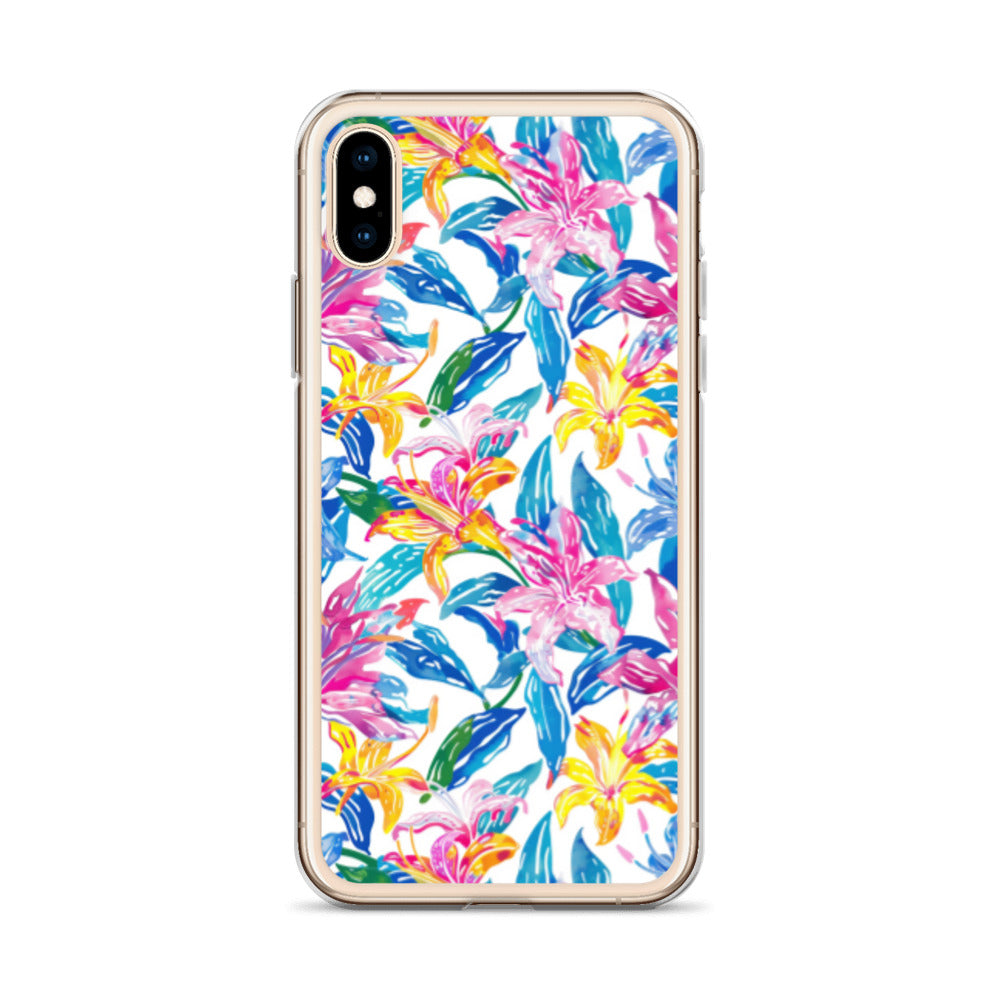 iPhone Case Colorful Floral Watercolor Blue Yellow Pink