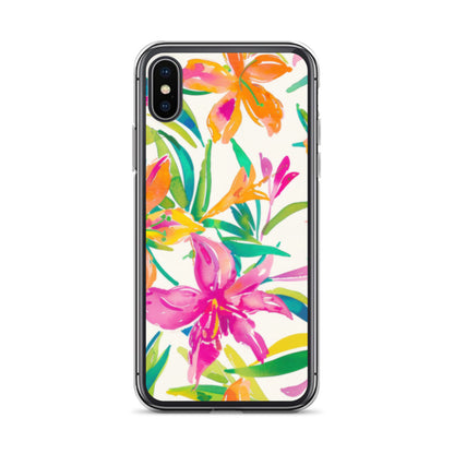 iPhone Case Colorful Floral Watercolor Pink Orange