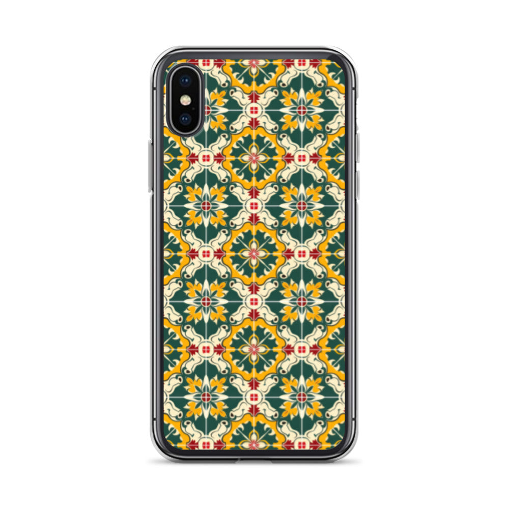 iPhone Case Green Colorful Traditional Maltese Cement Tile Pattern