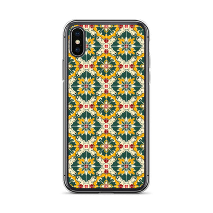 iPhone Case Green Colorful Traditional Maltese Cement Tile Pattern