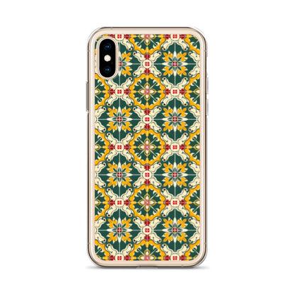 iPhone Case Green Colorful Traditional Maltese Cement Tile Pattern
