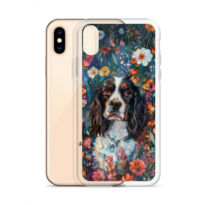 iPhone Case Watercolor English Springer Spaniel with Colorful Flowers