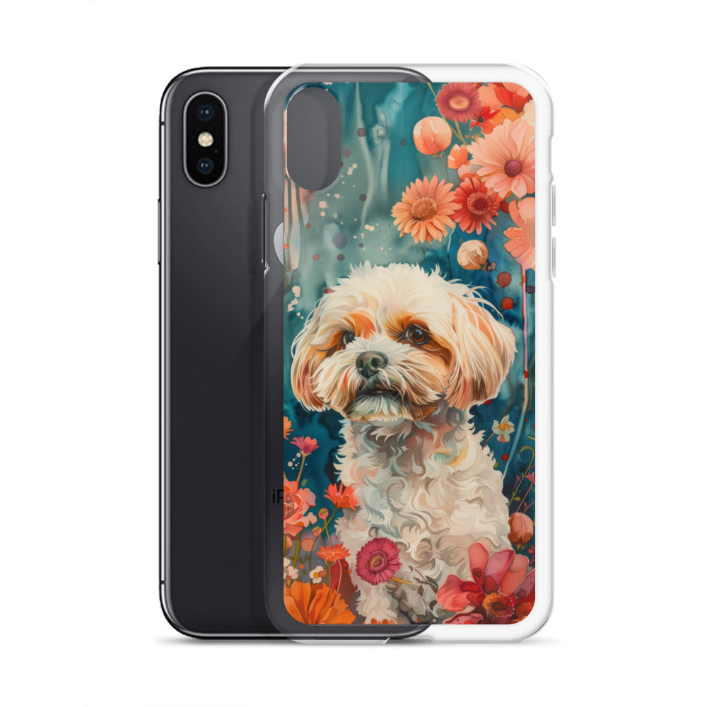 iPhone Case Watercolor Shih Tzu with Colorful Flowers
