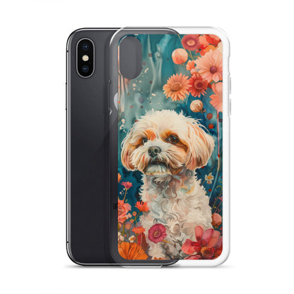 iPhone Case Watercolor Shih Tzu with Colorful Flowers