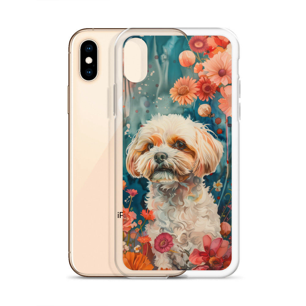 iPhone Case Watercolor Shih Tzu with Colorful Flowers