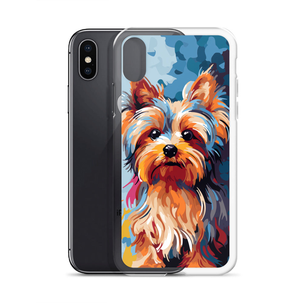 iPhone Case Painted Yorkshire Terrier Blue