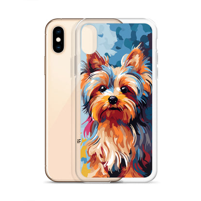 iPhone Case Painted Yorkshire Terrier Blue