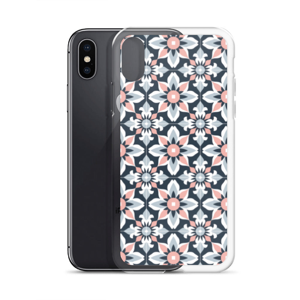 iPhone Case Geometric Flowers Pastel Pink and Blue