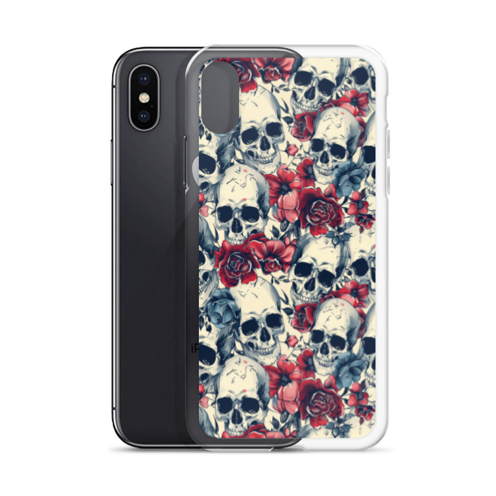 iPhone Case Skulls and Red Roses