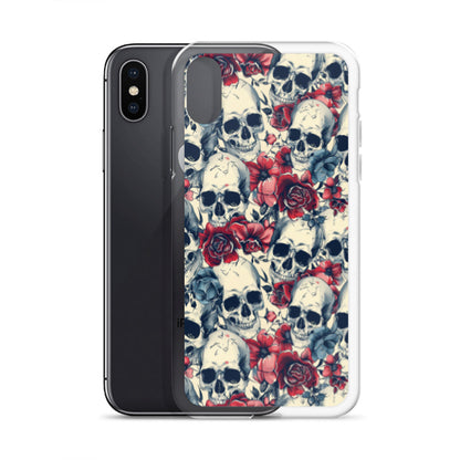 iPhone Case Skulls and Red Roses