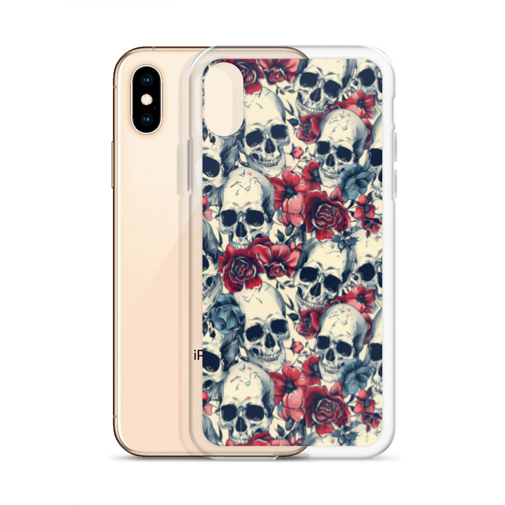 iPhone Case Skulls and Red Roses