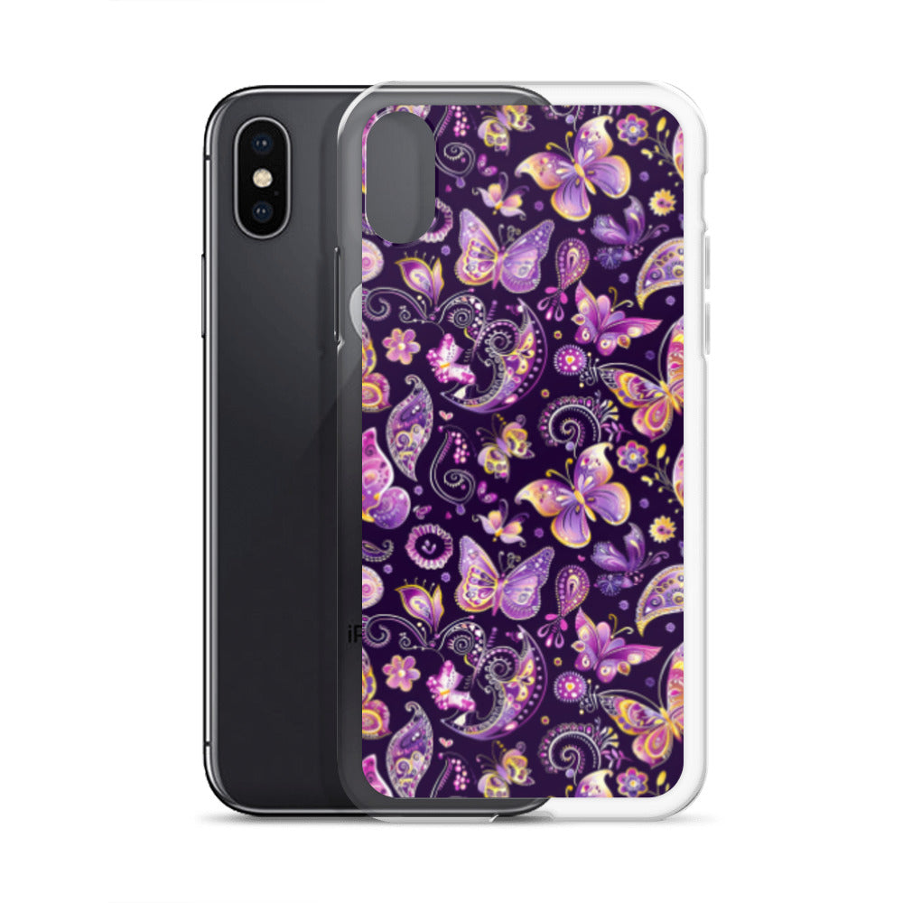 iPhone Case Purple Butterfly Paisley