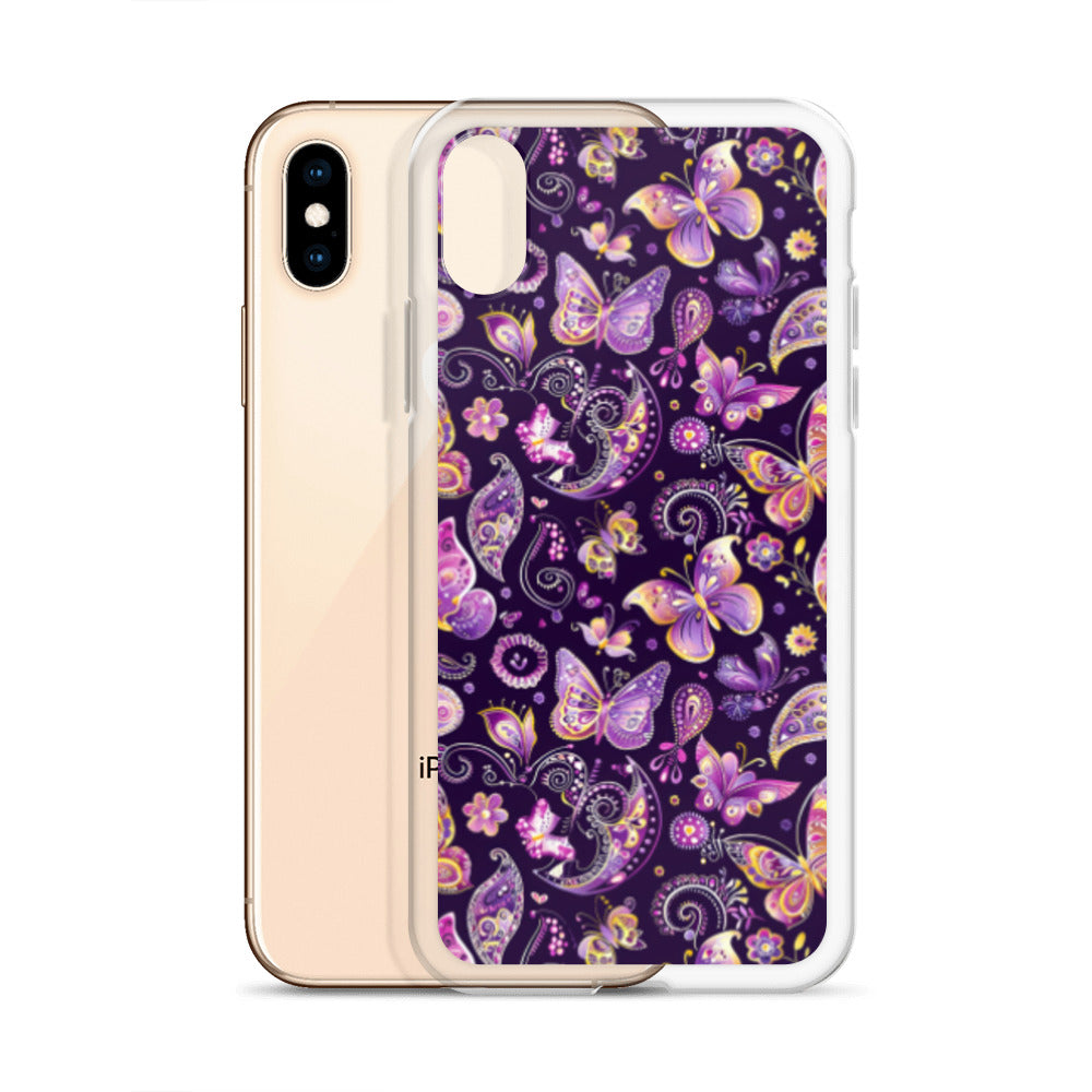 iPhone Case Purple Butterfly Paisley